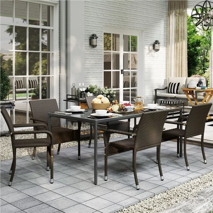 Yaheetech Gartenstuhl 2/4/6er-Set Esszimmerstuhl Rattan-Optik mit Metallbeinen (2 St), Küchenstuhl fürs Esszimmer/Balkon/Terrasse – Bild 1