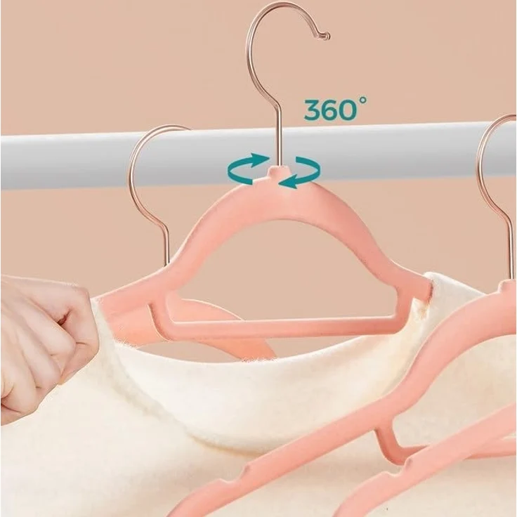 SONGMICS Kleiderbügel Bügel, (30-tlg), Samt Bügel, rutschfest, 360° drehbarer Haken – Bild 6