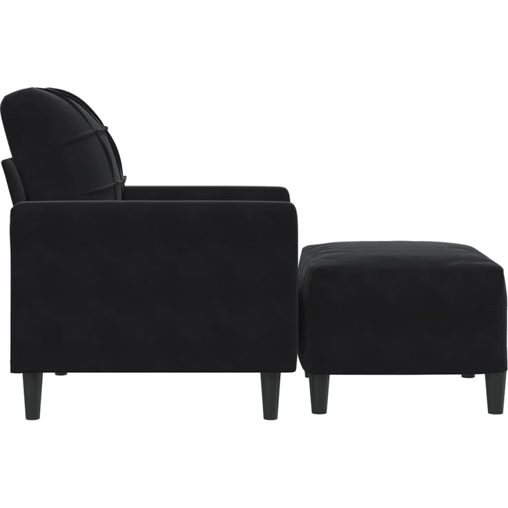vidaXL Sessel mit Hocker Schwarz 60 cm Samt 3278262 – Bild 3