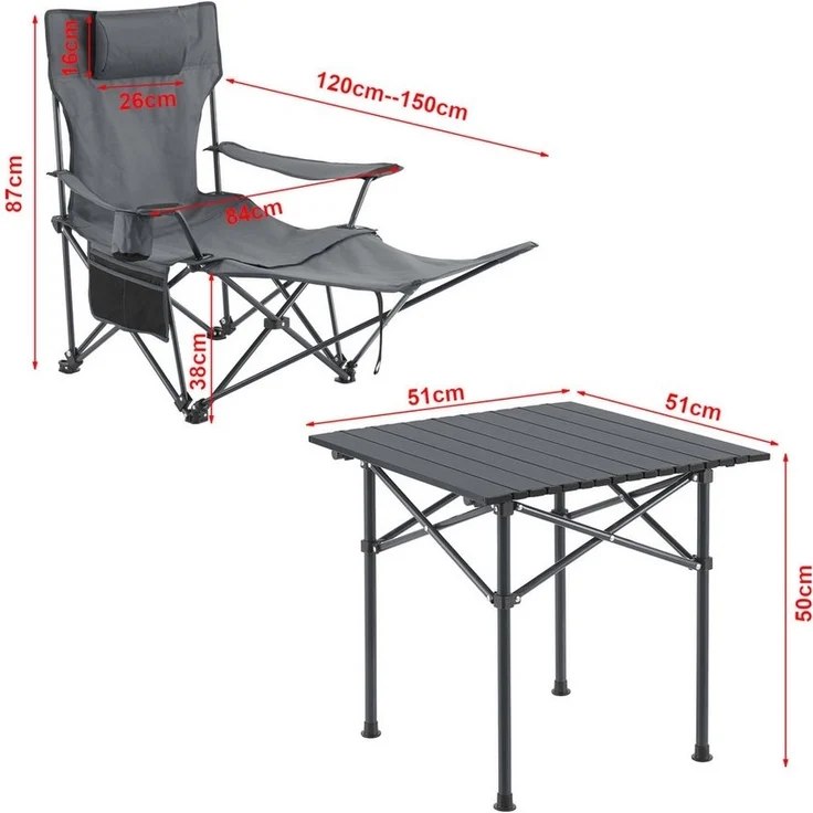 Campingmöbel Set Bellante 3-tlg. Klappbar Grau [casa. pro] – Bild 2