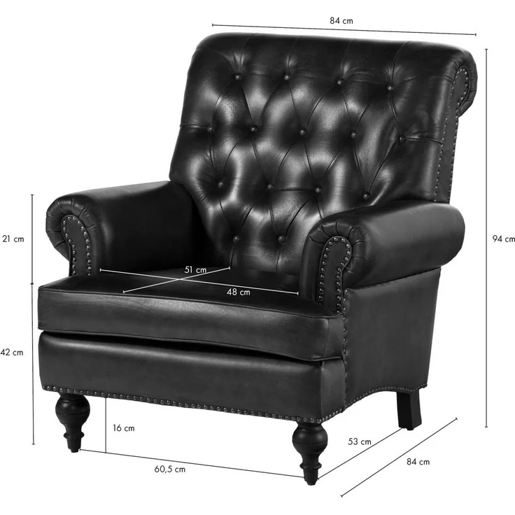 Sessel Echtleder 84x84x94 braun CHESTERFIELD #105 – Bild 8