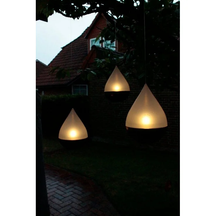 Arnusa LED Solarleuchte Gartenlampe Tropfen 3er Set Laterne Solar Tischleuchte hängend, Dämmerungssensor, LED fest integriert, Warm-Weiß, zum Aufhängen oder Stellen – Bild 2