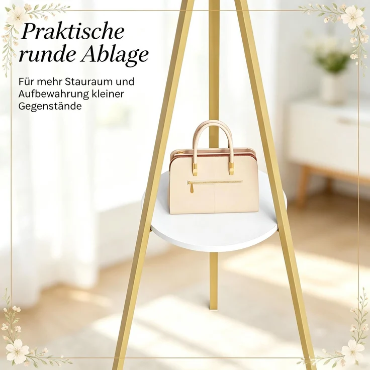 Garderobenständer B 45,5 x T 45,5 x H 180 cm aus Metall und MDF, mit 9 Haken und Ablage – Bild 5