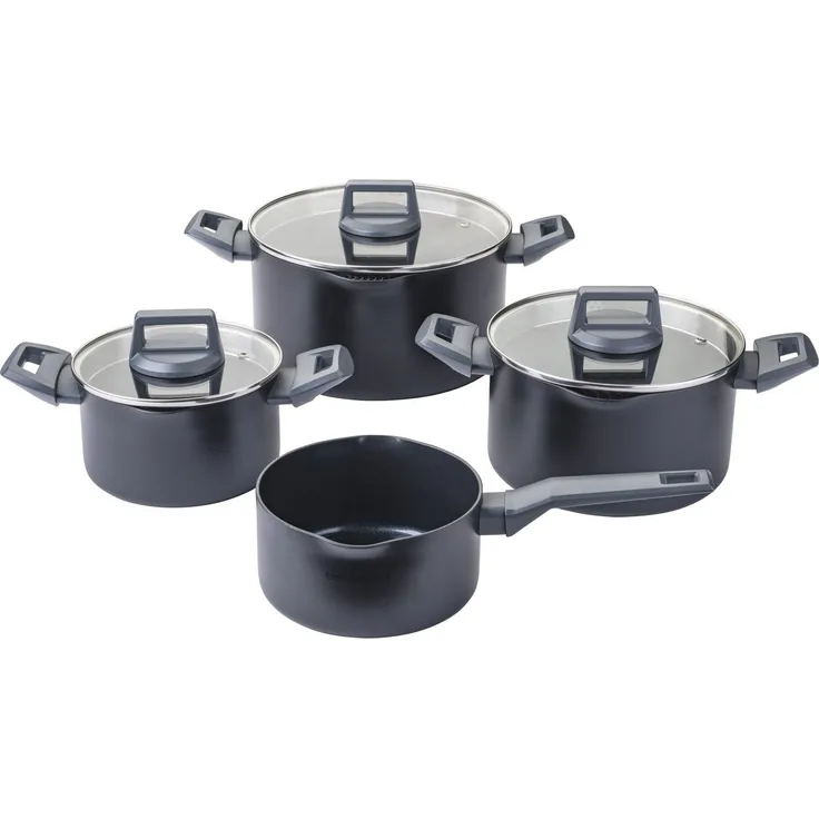 FACKELMANN Topf-Set Statement, Aluminium (Set, 7-tlg), Deckel mit Abgießfunktion