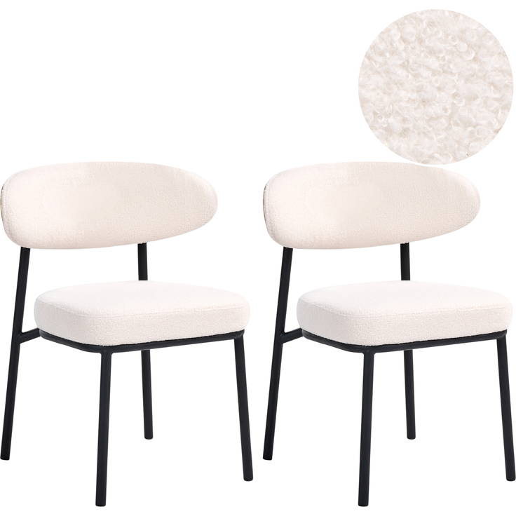 Esszimmerstuhl 2er Set WINTON Bouclé Cremeweiß