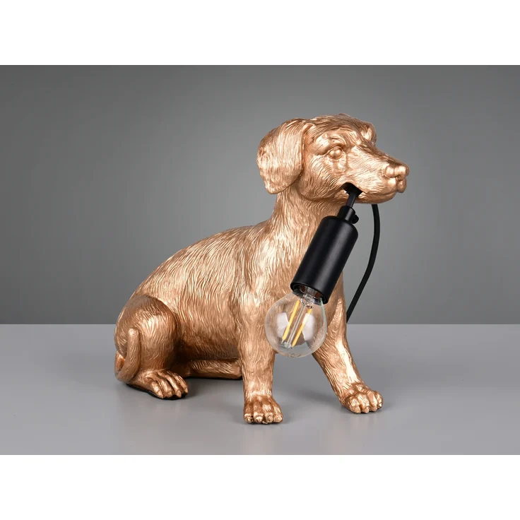 Tischleuchte, Figur, goldfarbig, Dackel, H 23,5 cm – Bild 6
