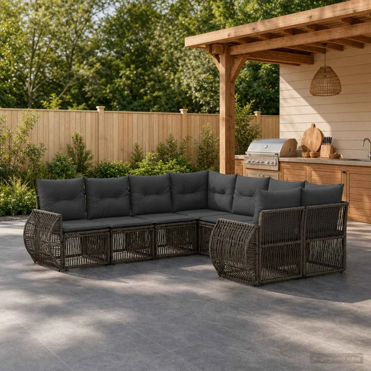 vidaXL Gartensofa-set 8 stk. 8-Sitzanzahl Grau Poly-Rattan 3435611 – Bild 1
