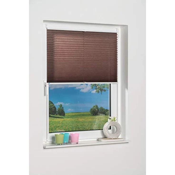 K-home Klemmfix-Plissee Palma 40x210 cm (B x L) Mokka Lichtschutz +++ Moderne Crushed Optik +++ – Bild 4