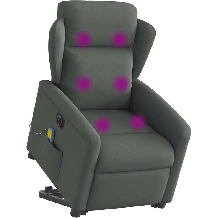 vidaXL Elektrischer Massagesessel mit Aufstehhilfe Dunkelgrau Stoff 3303165 – Bild 2