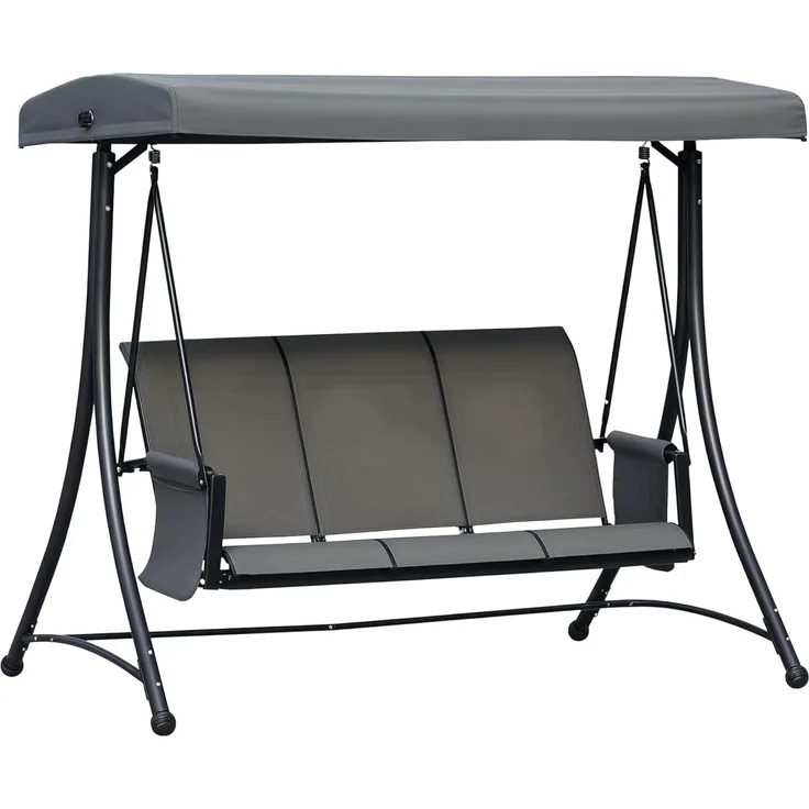 Outsunny Hollywoodschaukel Gartenschaukel mit Sonnendach, Aluminium, 3-Sitzer, Schaukelbank mit Ablage, Hollywoodschaukel, 1 tlg, Gartenschaukel, für Garten, Balkon, Dunkelgrau