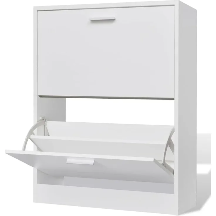 Weißer Holz-Schuhschrank mit 2 Schuhkippern 241242