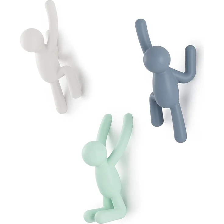 Umbra Stäbchen Garderobenhaken – Moderne und Platzsparende Garderobenleiste Grau & Buddy Haken – Dekorative Wandhaken Garderobe für Jacken, Schals, Taschen, Rucksäcke, Handtücher und Mehr, 3er-Set – Bild 5