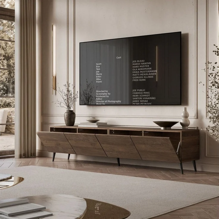 Lookway TV-Schrank COLGANTE in Nussbaum, 200 cm, auf hohen Füßen (2x TV- Schrank) 200 x 40 x 49 cm – Bild 4