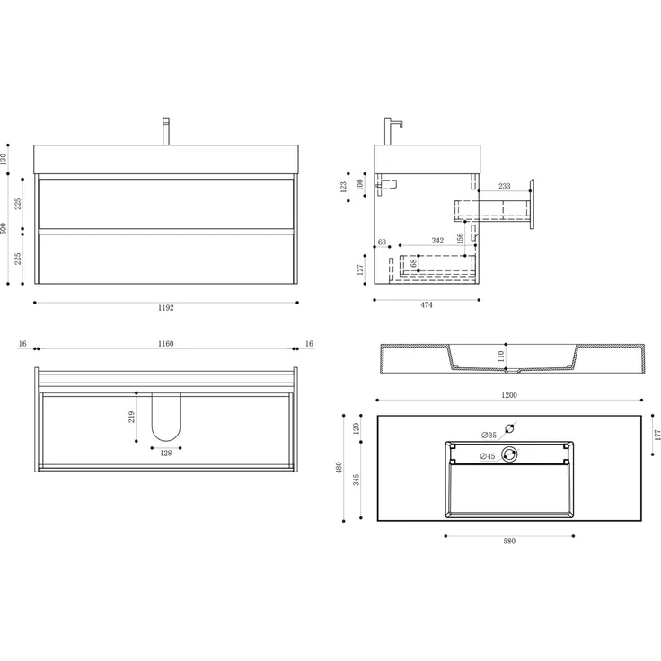 Mai & Mai Badmöbel-Set Badezimmermöbel 120cm Waschbecken Waschtisch mit Unterschrank Deep – Bild 7
