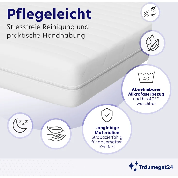 Träumegut24 - AquaFlex ergonomische 12cm Kaltschaummatratze mit 7-Zonen I 160x200cm I Härtegrad H2&H3 – Bild 4
