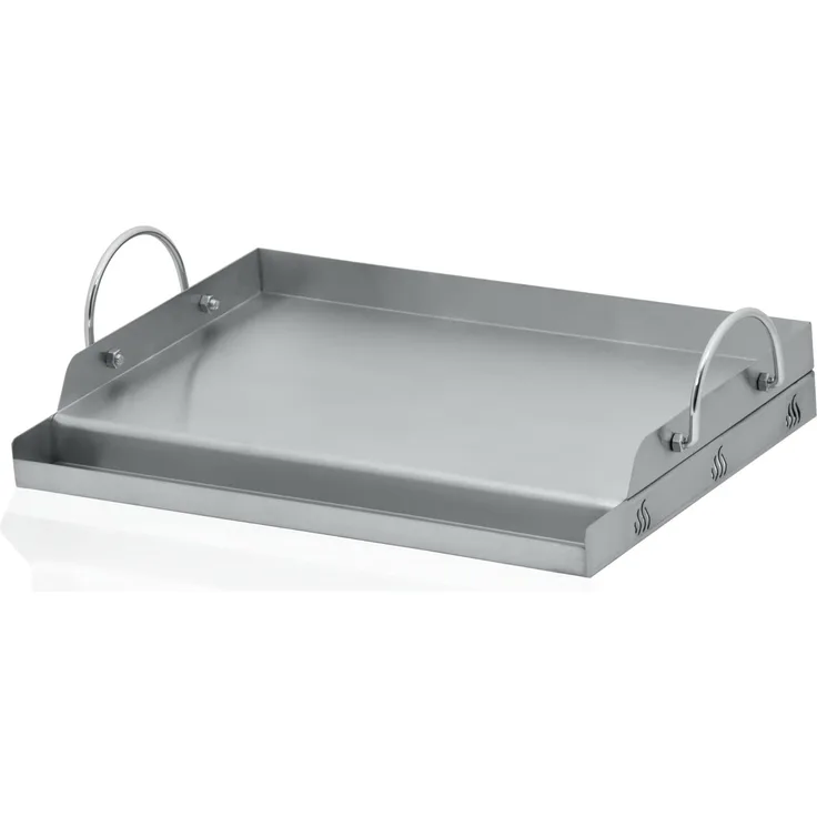 BBQ-Toro Grillplatte Edelstahl, 49,5 x 32 cm, BBQ Plancha für Holzkohle und Gasgrill