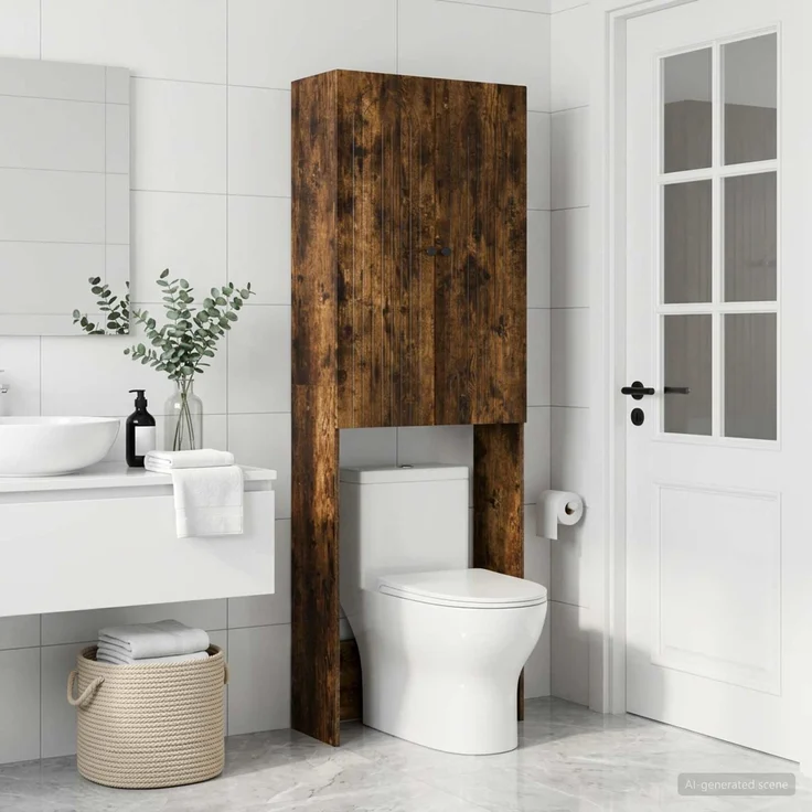 vidaXL Toilettenschrank ALKMAAR Raucheiche 66 x 25,5 x 190 cm 896260 – Bild 1