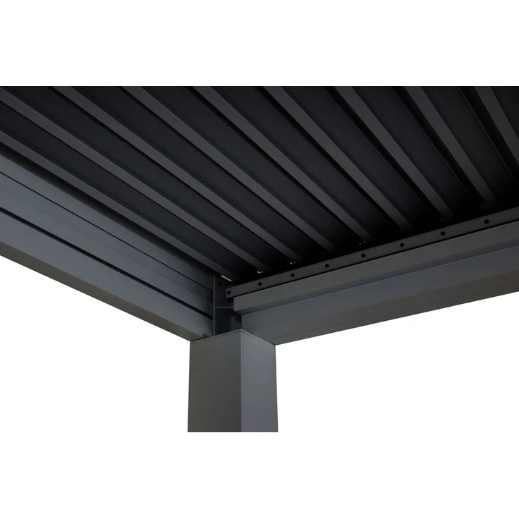 Mendler 'HWC-L46' Pergola, Regenrinne sturmfest, Aluminium anthrazit, 3x3m – Bild 6