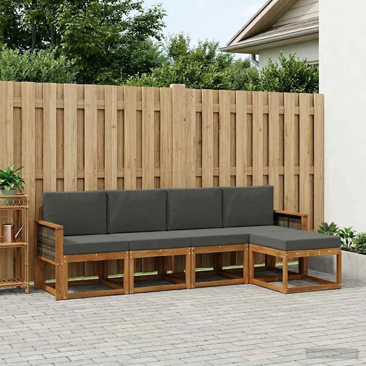 vidaXL Outdoor-Sofagarnitur 5 stk. 5-Sitzer Natur und Anthrazit 3385128 – Bild 1