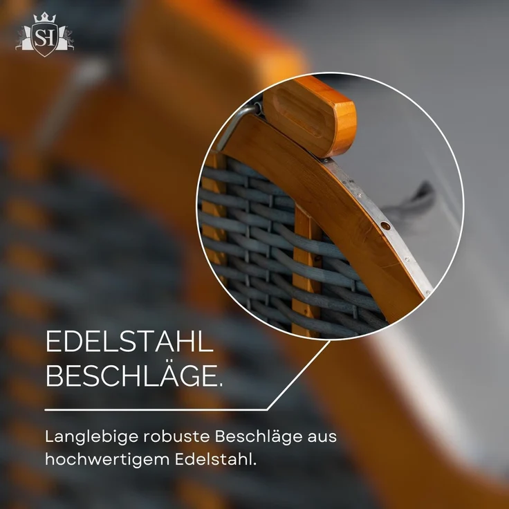 Strandkorb Hanse Ostsee Klassik 1-Sitzer, Creme Weiß Blockstreifen – Bild 7
