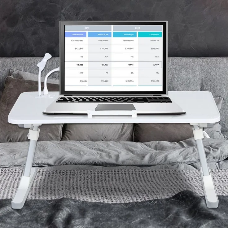 Rutaqian Laptoptisch Tisch, Laptoptisch fürs Bett, einstellbare Höhe, Neigungswinkel (Laptoptisch mit klappbare Beine, Fit bis zu 17" Laptop (60 * 40cm), für Sofa Couch Boden Arbeiten Studieren Lesen Schreiben Essen