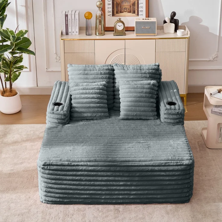 ZUBALIYA SchlafSofa mit breiten Armlehnen, ohne aufwendige Montage, für Wohnzimmer und Apartments, mit stabilem Untergestell – Bild 1