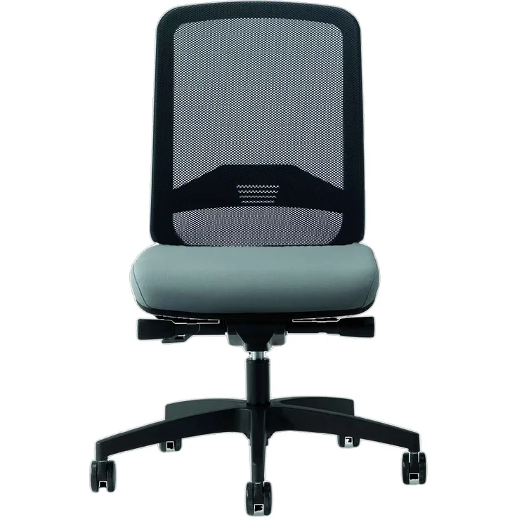 Bisley Bali Bürostuhl ergonomisch, Stoff & Netzbezug in schwarz/grau - Ergonomischer Drehstuhl mit Kunststoff Fußkreuz, Stuhl ohne Armlehne, Bürodrehstuhl mit Synchronmechanik, BALIK-RT0015-NE0625