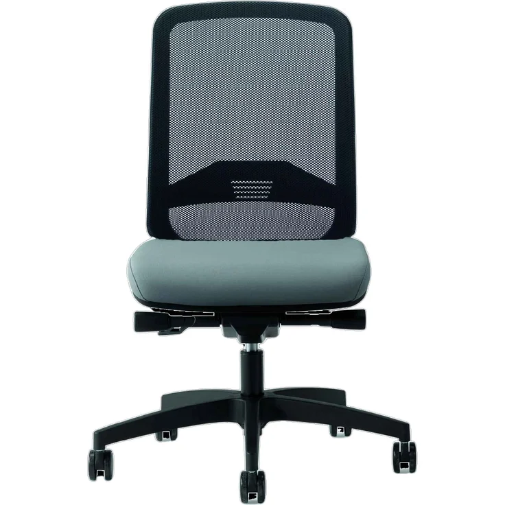 Bisley Bali Bürostuhl ergonomisch, Stoff & Netzbezug in schwarz/grau - Ergonomischer Drehstuhl mit Kunststoff Fußkreuz, Stuhl ohne Armlehne, Bürodrehstuhl mit Synchronmechanik, BALIK-RT0015-NE0625