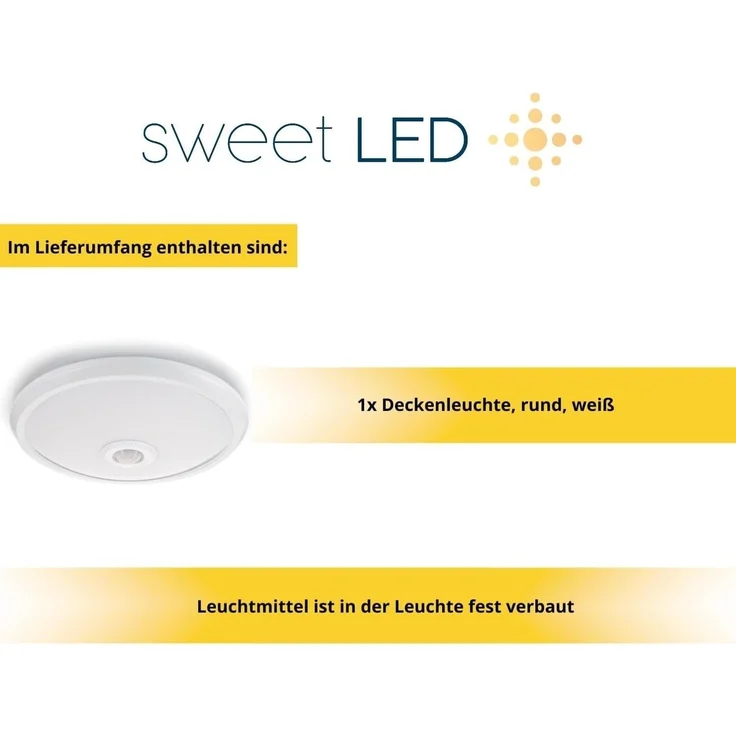 Sweet LED Deckenleuchten Bewegungsmelder weiß - LED fest integriert 12W 850lm 4000K, Bewegungsmelder, LED fest integriert, Neutralweiß, Deckenlampe – Bild 5