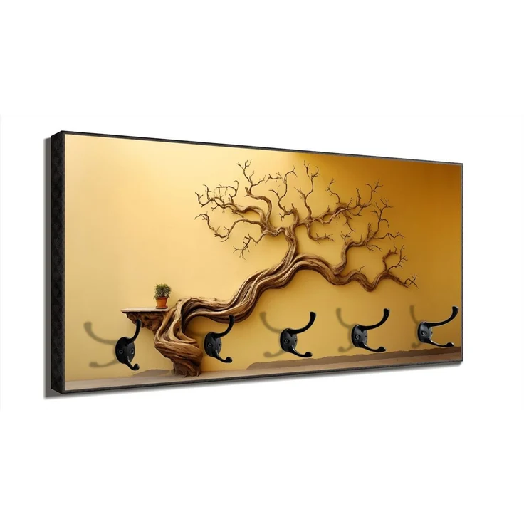 Wallario Garderobenpaneel Lebensbaum Skulptur (1-teilig, inkl. Haken), 80x40cmHolz – Bild 2