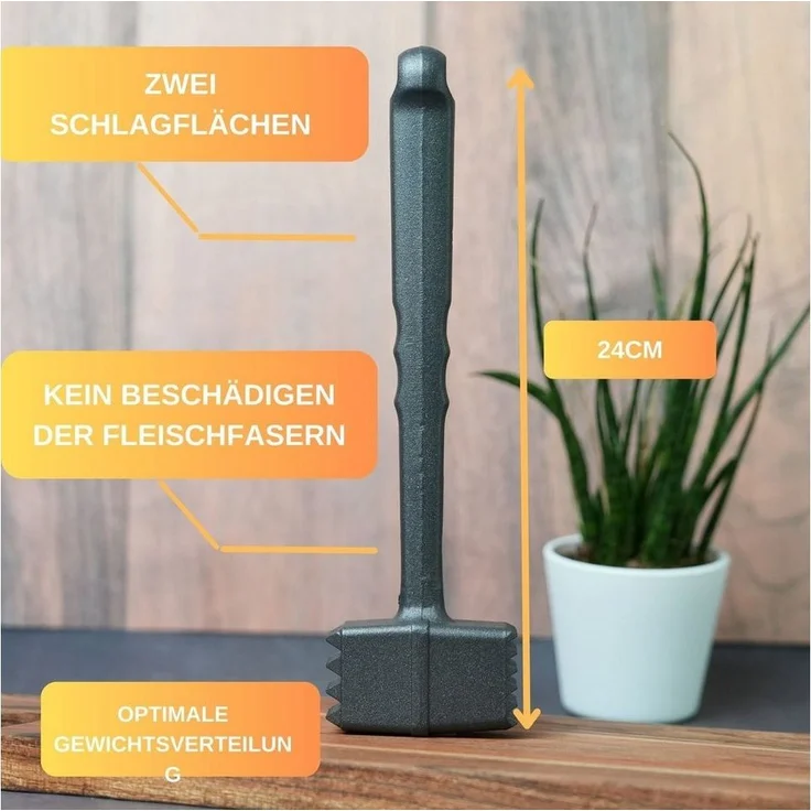 Thiru Fleischklopfer Fleischhammer Schnitzel, Kotelett - Hammer-Kopf mit Zwei Schlagflächen – Bild 2
