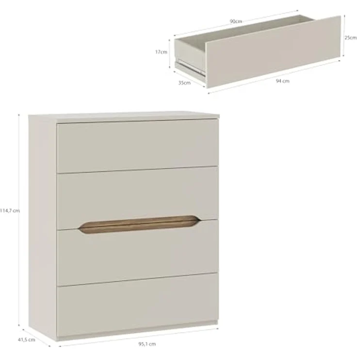FORTE Hochkommode, B/H/T 95,1/114,7/41,5 cm Hochkommode ohne Griffe – Bild 2