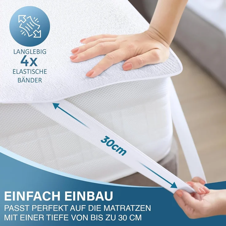 Utopia Bedding Matratzenschoner 180x200 cm (2er Pack) Wasserdicht, Mit Elastisch Eckbändern, Oeko-TEX Zertifiziert Matratzenauflage Atmungsaktive, Matratzenschutz Weiß – Bild 3