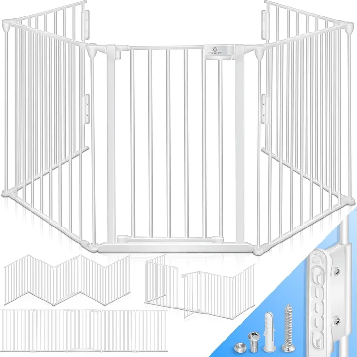 KESSER® Kaminschutzgitter, mit Tür, 600cm Länge, Weiß