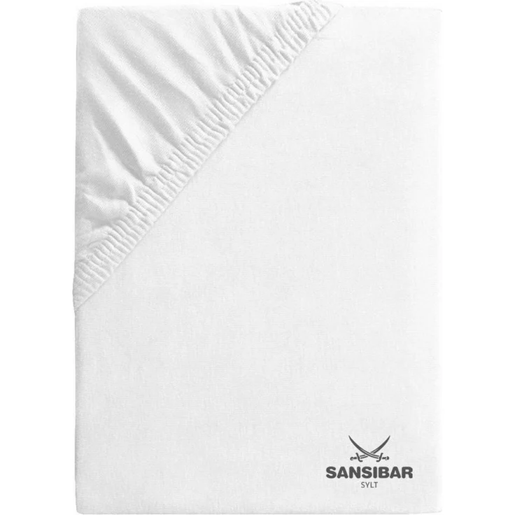 Sansibar Sylt Spannbettlaken Spannbettlaken "Sansibar Jersey Bettlaken“ Premium Qualität, Gummizug: rundum, mit hochwertigem Sansibar Logo-Druck, Fähnchen am Steg, Rundumgummizug – Bild 3