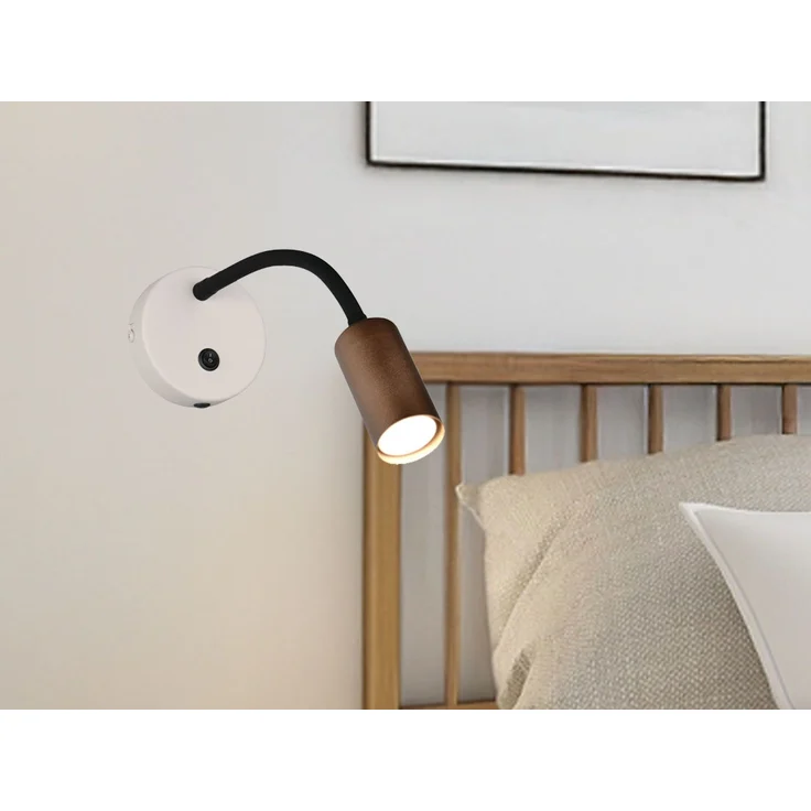Schwanenhals Leselampe TARYN Coffee / Grau mit Schalter, Breite 10cm – Bild 1