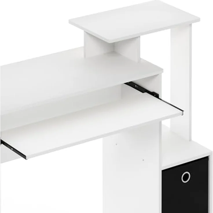 Furinno Econ Mehrzweck Home Office Computer Schreibtisch mit Ablage und Einschub, holz, Weiß/schwarz, 40. 01x40. 01x86. 61 cm – Bild 5