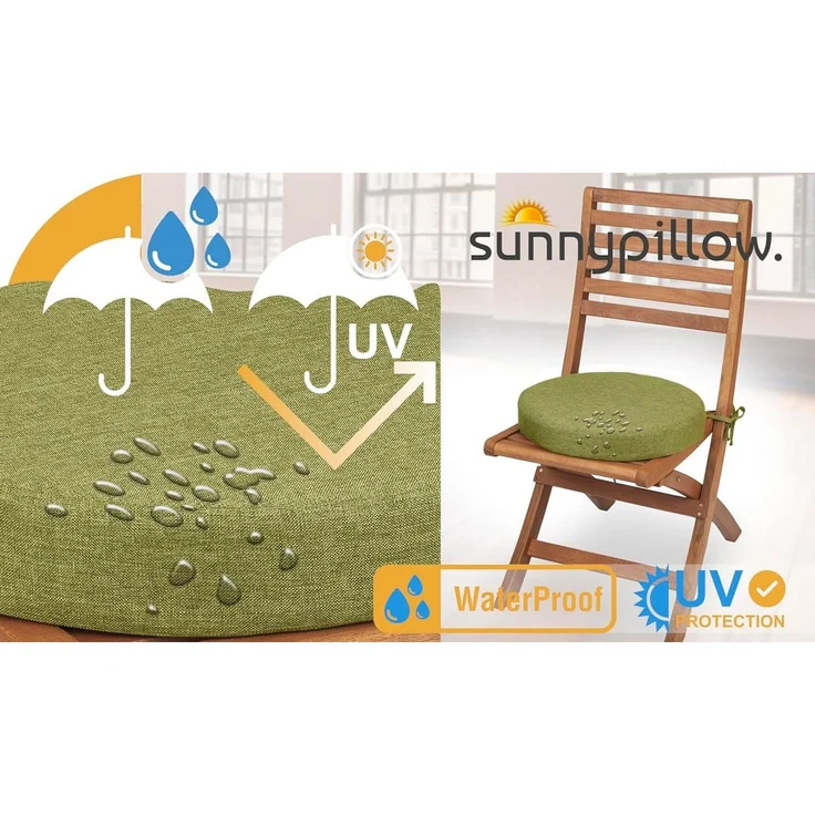 sunnypillow Stuhlkissen 2er Set Stuhlkissen Rund Ø 40 cm mit Bändern "HAVANA" – Bild 3