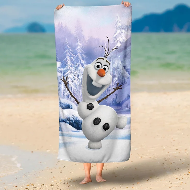 BERONAGE Strandtücher Frozen die Eiskönigin Badetuch Olaf Winter 75x150 cm, 100% Baumwolle (1-St), Frottee in Velours-Qualität – Bild 3