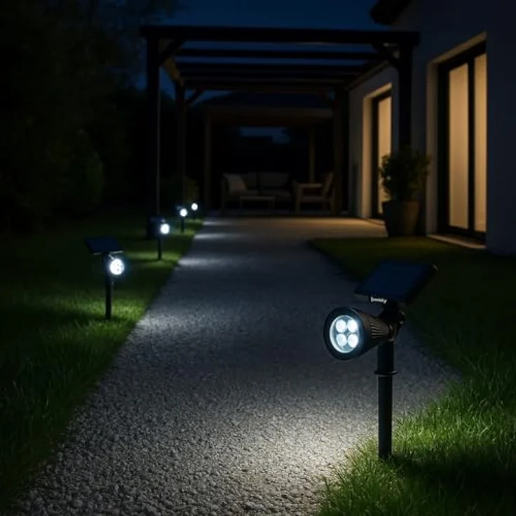 Lumisky 4x Spiky W34, 2-in-1 Solar-Spots Set, dimmbare LED-Außenbeleuchtung, kaltweiß, Höhe 42 cm, IP44, bis zu 12 Stunden Laufzeit – Bild 2