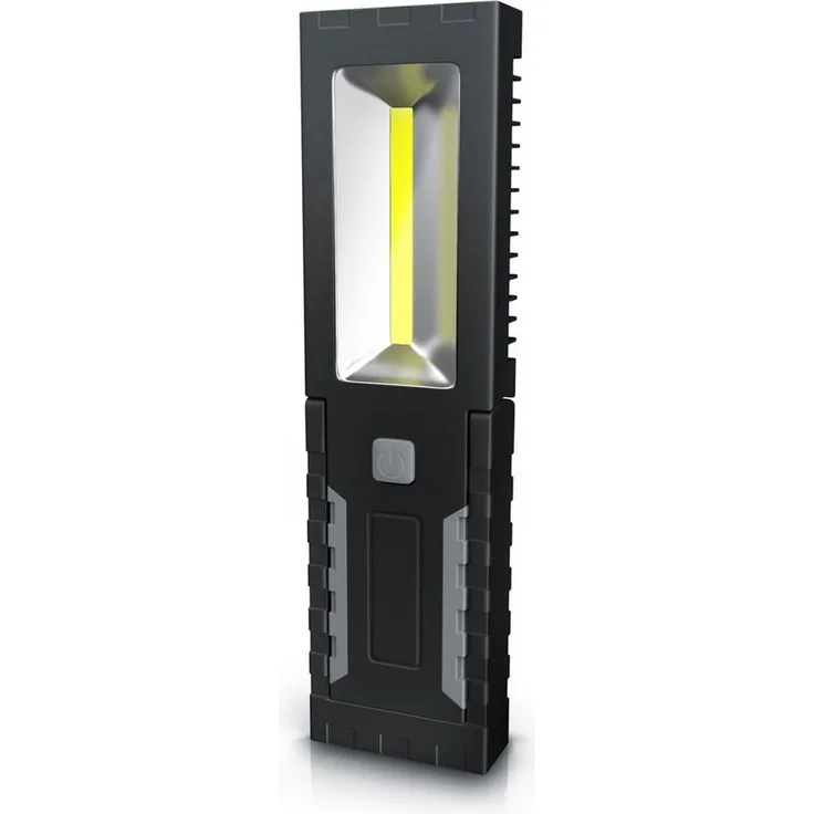 BEARWARE LED Arbeitsleuchte Werkstattlampe, Taschenlampe, Handlampe, batteriebetrieben, 200 Lumen, Ein-/Ausschalter, LED fest verbaut, Kaltweiß, mit Seiten LED, Stütze, Haken & Magnetfuß, für KFZ Haushalt Werkstatt