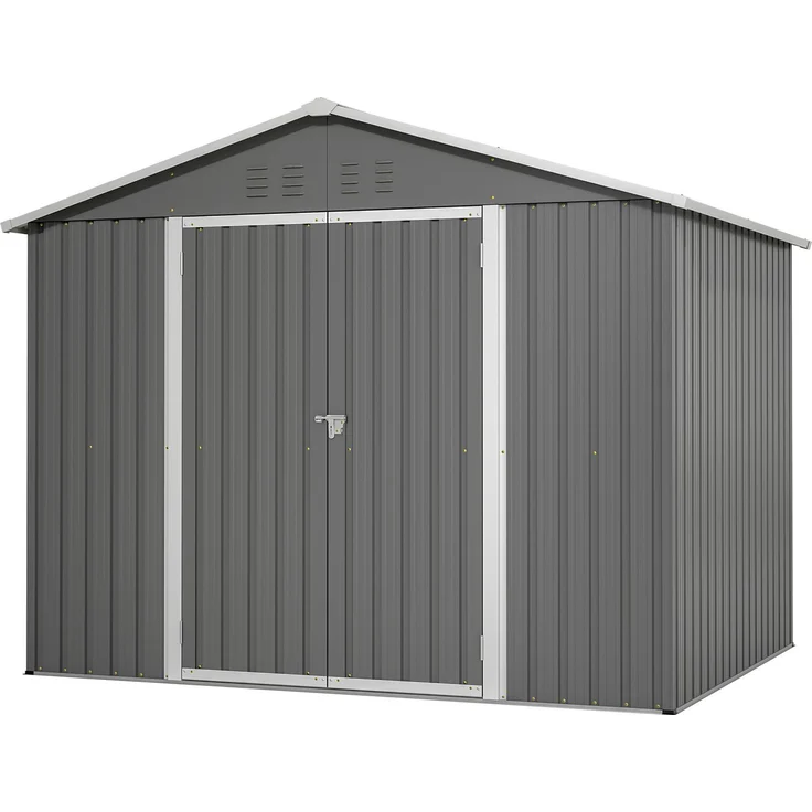 ZUBALIYA Stabiles Metall-Gerätehaus in Anthrazit 8x6 FT mit praktischer Klapptür Ideal als Gartenschuppen für Werkzeuge & Gartengeräte – Bild 12