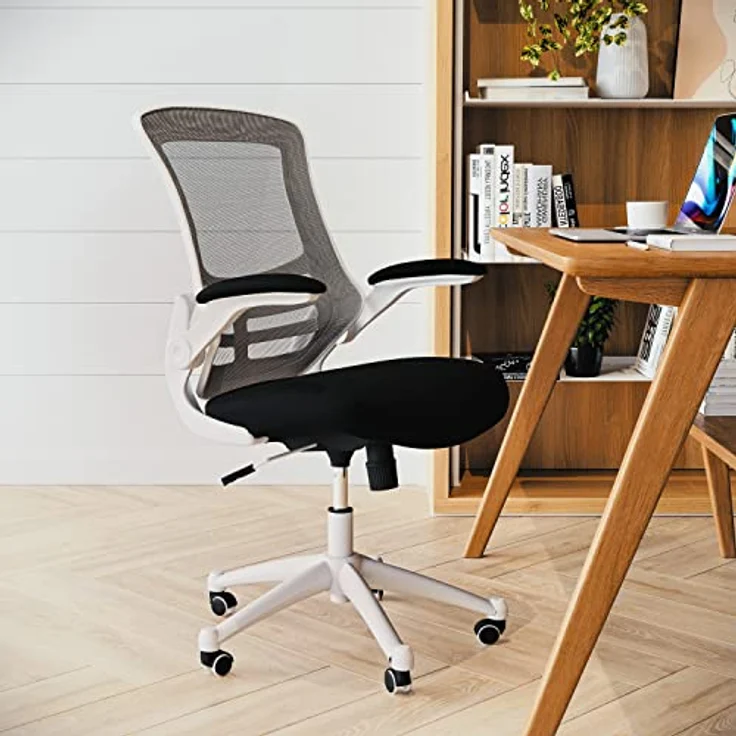 Flash Furniture Bürostuhl, Schaumstoff, Schwarzer Netzstoff, weißer Rahmen, 64. 77x62. 23x104. 78 cm – Bild 8