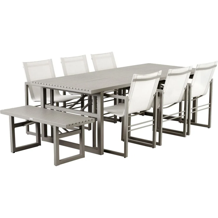 Gartenesstisch Vevi aus Aluminium, modern, beige, für 6–8 Personen, 230x95 cm – Bild 4