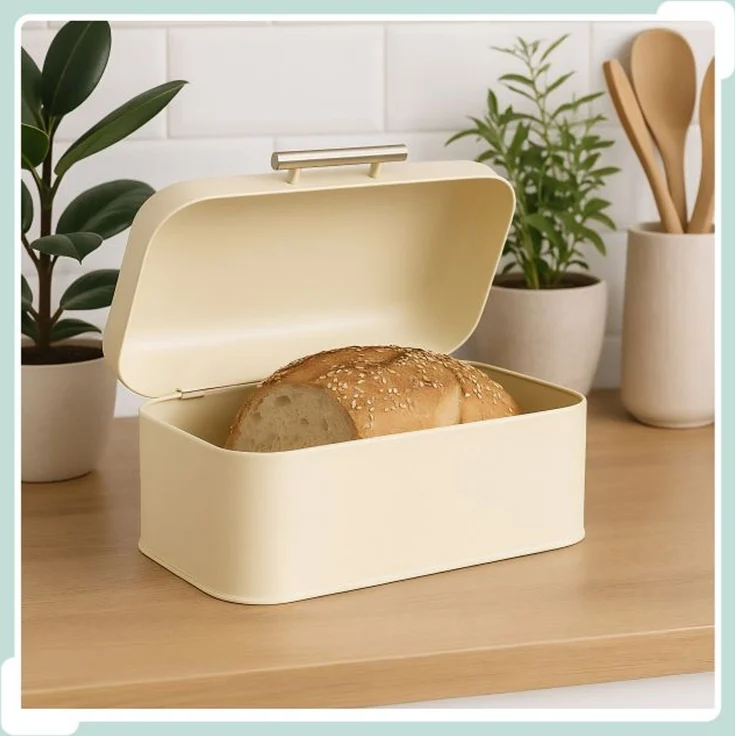 Relaxdays Brotkasten mit Deckel und Brotbeutel – Bild 2