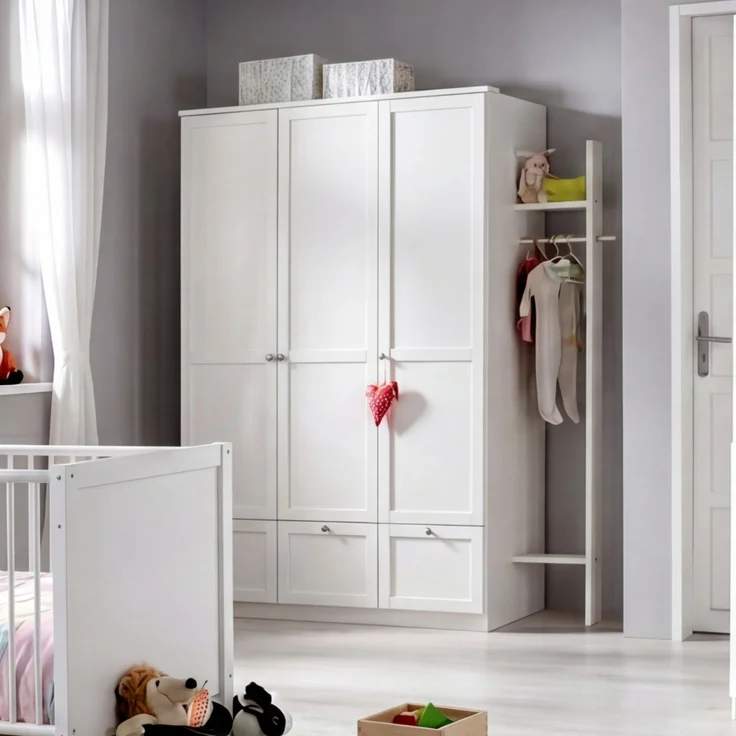 Babyzimmer-Set Zubehör: Garderobenset B32/H179/T12 cm, Landhausstil in Weiß – Bild 3