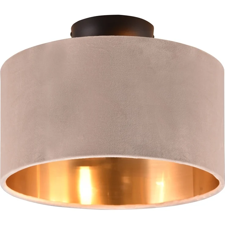 Trio Leuchten Deckenleuchte Julieta 619000244, Metall Schwarz matt, Schirm Samt Beige/goldfarbig, exkl. 2x E14 – Bild 2