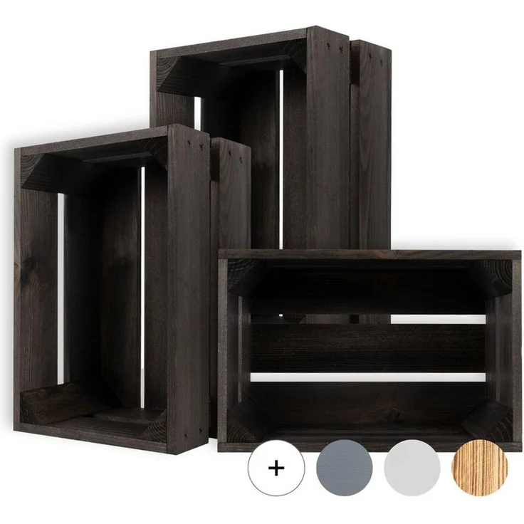 Creative Deco Holzkiste Kiste Holz Deko Holzkiste, Obstkiste Weinkisten Apfelkiste, Schwarz, 30 x 20 x 15 cm – Bild 1