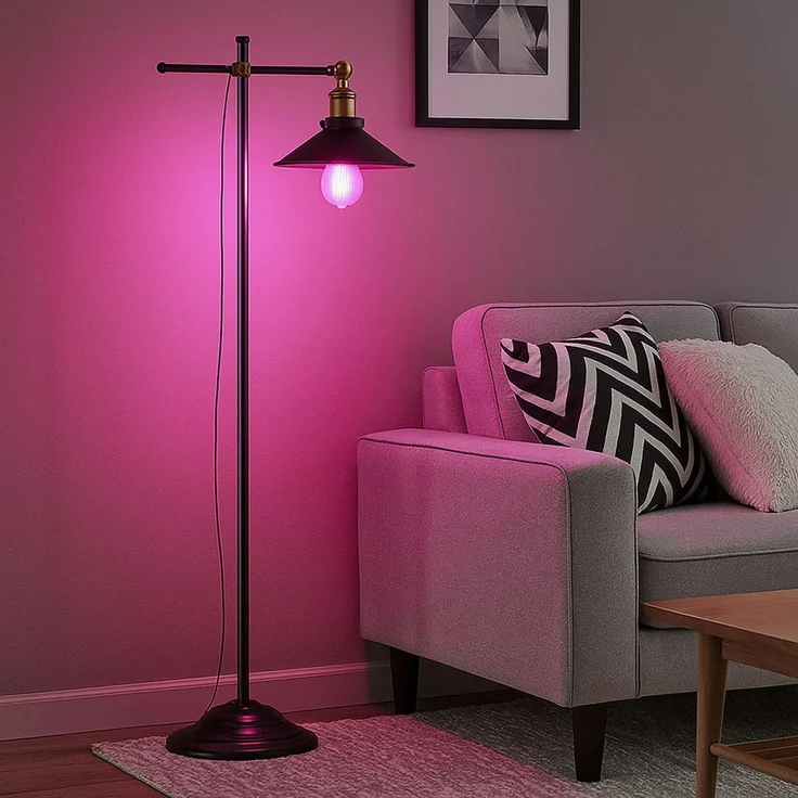 Smart Stehlampe, Altmessing, schwarz, RGB LED, Retro, H155cm – Bild 3