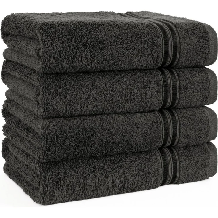 Hammetex 4er Badetuch Set, 100% Baumwolle Premium Qualität Groß 50x100 cm Handtuch, Weich Saugstark Schnell Trocknendes Händehandtuch, Anthrazit – Bild 1